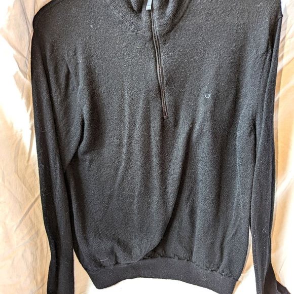 Calvin Klein Other - Calvin Klein Black Half Zip pullover Sweater Italian Merino
